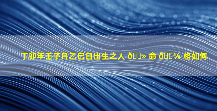 丁卯年壬子月乙巳日出生之人 🌻 命 🌼 格如何